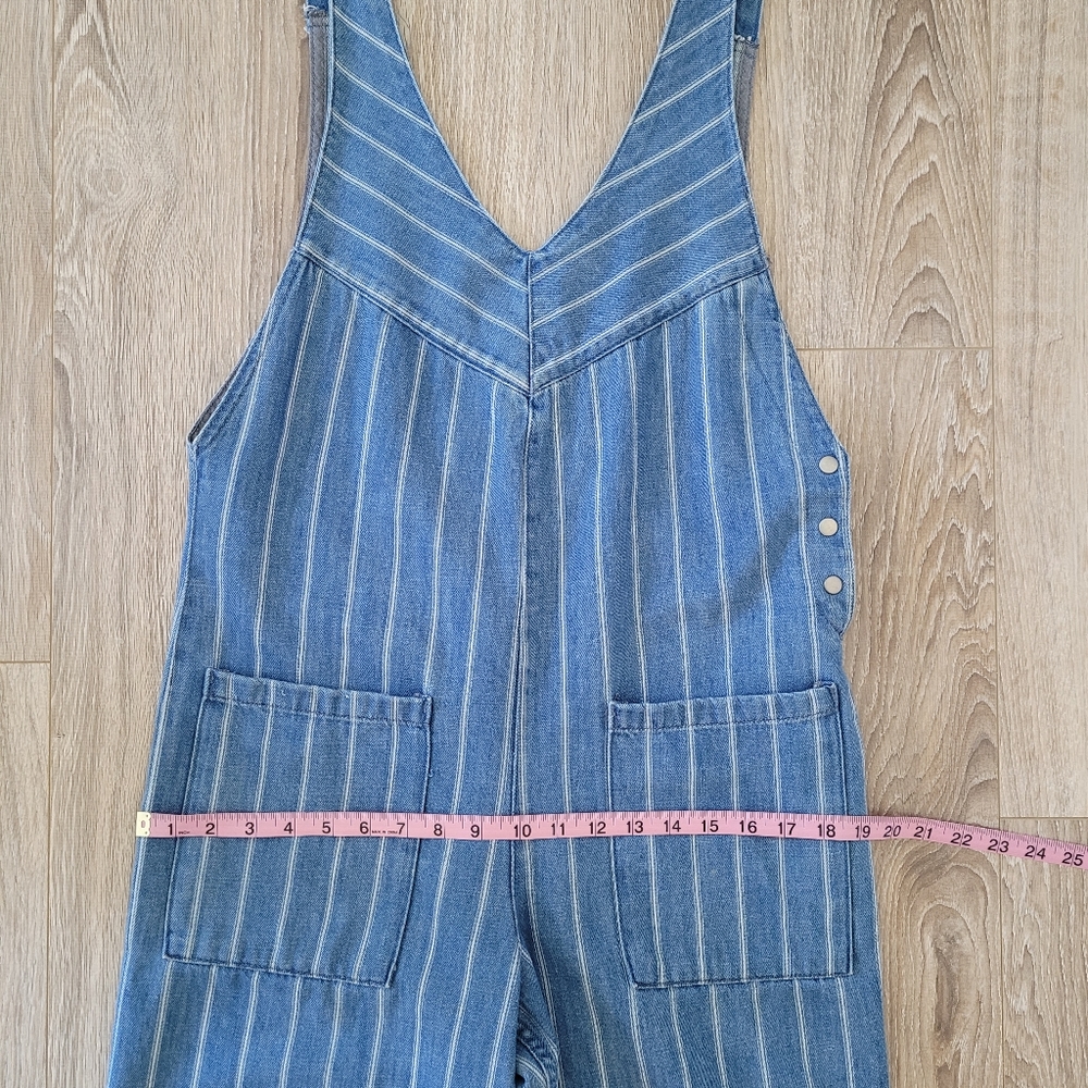 Zara Trafaluc Denim Pinstripe Jumpsuit Romper One Piece - Picture 11 of 12